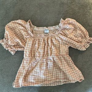 Cute old navy short puff sleeve checkered top